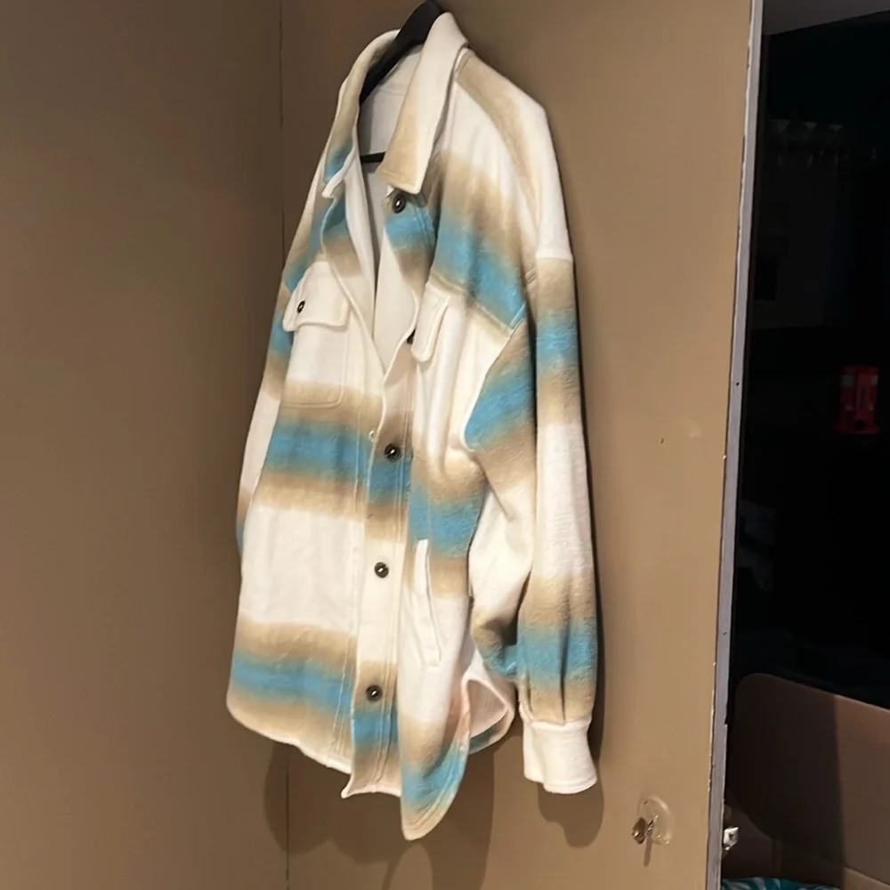 Free People West Coast Ruby Jacket in Cream Striped Pattern Sz M NWT - Picture 4 of 9